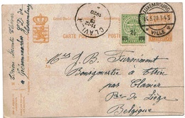 Luxembourg Belgique Clavier Entier 1920 Lettre Cover - 1907-24 Abzeichen