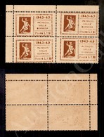 A17-183-A08-383 EMISSIONI CLN - VALLE BORMIDA - 1945 - Quartina Angolare Del 1,25 Lire Teseo (19) Con Cifre Del Valore D - Altri & Non Classificati