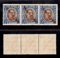 A17-380-A14-0795 ESTERO - ISLANDA - 1933 - Crociera Balbo - 1 Krona (172) - Striscia Di Tre - Pezzo Centrale Senza Accen - Autres & Non Classés