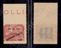 A17-206-A08-436 OCCUPAZIONI - FIUME - 1922 - 60 Cent Fondazione Studio (184o) Non Dentellato In Alto - Bordo Foglio - Go - Other & Unclassified