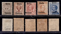 A17-193-A08-410 OCCUPAZIONI - VENEZIA GIULIA - 1918/1919 - Giulia Venezia (19d/20d+22d/24d) - 5 Valori - Nuovi Con Gomma - Sonstige & Ohne Zuordnung