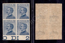A17-026-A06-157 REGNO - 1908 - 25 Cent Michetti (83e) - Quartina Bordo Foglio Non Dentellata - Tre Pezzi Gomma Integra - - Other & Unclassified