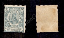 A17-031-A06-166 REGNO - 1910 - 15 Cent Garibaldi (90) Nuovo Con Gomma Integra (1.300) - Andere & Zonder Classificatie