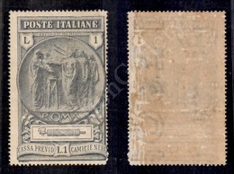 A17-067-A07-159 REGNO - 1923 - 1 Lira Camicie Nere (149) Con Filigrana Lettere TESOR 12/10 - Nuovo Con Gomma Prevalentem - Other & Unclassified