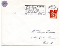 CORSE - Dépt N° 20 = CORTE 1958 = FLAMME Non Codée = SECAP  Illustrée ' CENTRE TOURISTIQUE ' - Mechanical Postmarks (Advertisement)