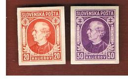 SLOVACCHIA (SLOVAKIA) -   SG 27a.28  - 1939 FATHER HLINKA (IMPERFORATED) - UNUSED WITHOUT GUM - Nuevos