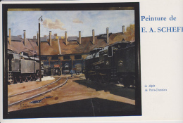 LE DEPOT De PARIS -CHAROLAIS  - Peinture De E.A. SCHEFER - Bahnhöfe Mit Zügen