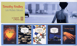 {05288} Marque-pages " Timothy Findley , Les Robes Bleues " (b) TBE    " En Baisse " - Marque-Pages