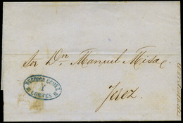 8 1858. De Cádiz A Jerez. Marca Azul “Berdugo Gomez Y Cortés” - ...-1850 Prephilately