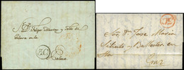 17 Conjunto De 2 Cartas Cdas, Correo Interior En Canarias Con 2 Porteos - ...-1850 Prefilatelia