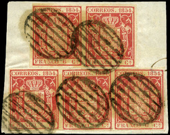 43 Fragmento De Carta Con 5 Ejemplares (2+3) Lujo. Escasa - Used Stamps