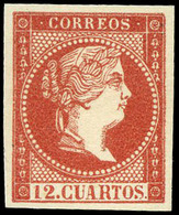 71 Año 1859 NO EMITIDO. 12 Cuartos Ensayo Color Rosa Pálido (Galvez 219) Lujo. Escaso. - Used Stamps