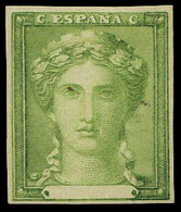 180 Año 1870  Gobierno Provisional. Ensayo De Plancha. Diseño No Adoptado, Color Verde Amarillo. - Unused Stamps