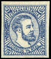 229 * Año 1874 Proyecto No Adoptado ½ Real Color Azul (Galvez A64) Precioso - Carlists