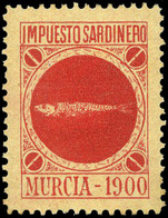 291 Año 1900 Murcia “Impuesto Sardinero” 4 Valores (tipo I) Muy Escaso. - Cartas & Documentos