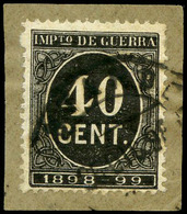 324 Sello De 40Cts. De Impuesto De Guerra (Fiscal) Utilizado Postalmente Sobre Fragmento De Carta. Muy Raro. - Used Stamps