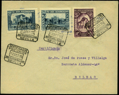 399 Ed. 579+575+576 Carta Filatélica Con Matasello Especial “Certificados-Iberoamerica-Sevilla 12/Oct/30”. Preciosa - Covers & Documents