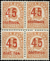 476 Ed. *** 743d Hcca Bl. 4. Variedad Sobrecarga Color Rojo. Dentado 14 (No Cat. Este Dentado). Lujo. Marquillado. Muy R - Unused Stamps