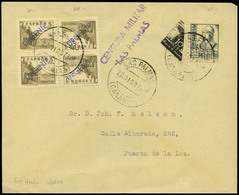 514 Ed. 820+816(4) +Local - 1937. Preciosa Carta Cda “Las Palmas 22/Dic/37” A Puerto De La Luz Con Tampón “Urgente” - Unused Stamps
