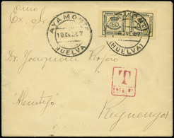 567 Ed. 173(2 Cuartillos) 1907. Ayamonte A Portugal.29/01/07 Al Dorso 3 Fechadores Y En  Frontal “T/ Espagne”. Rara - Storia Postale