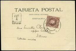 574 Ed. T.P. 243 1906. De Sevilla 22/IV/06 A EEUU. Marca “T/Espagne” - Lettres & Documents
