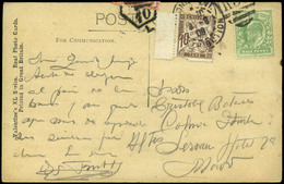 580 T.P. 1909. De Inglaterra A España Con Sello Tasa Francés En Tránsito - Storia Postale