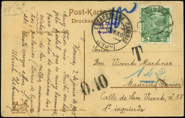 581 T.P. 1910. De Austria A Madrid, Entrada “Irún 10/06/10”. Marca “T” + “0,10” En Tampón Y Manuscrito “10” Lujo - Covers & Documents