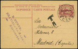 583 T.P. 1919. De Checoslovaquia A Madrid. Marca “T” A La Llegada - Cartas & Documentos