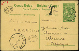 593 T.P. 1922. De Congo Belga A Alicante. 2 Tasas “0,25” En óvalo Y “T- 0,30” - Storia Postale