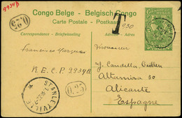 593 T.P. 1922. De Congo Belga A Alicante. 2 Tasas “0,25” En óvalo Y “T- 0,30” - Lettres & Documents