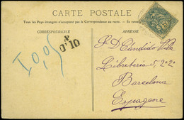 594 T.P. 1909. De Francia A Barcelona Con Marca “PA 0,10” Y “T-0,0” - Lettres & Documents