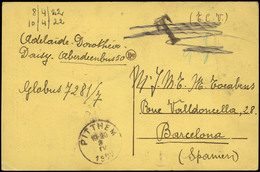 597 T.P. 1922. De Belgica A Barcelona Con Marca “T” A La Llegada - Cartas & Documentos