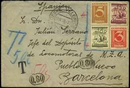 599 1928. De Austria A España. 11/IV/28.  Con 2 Marcas “0,80” + “T” + “T-50” + “T-50” Lujo - Storia Postale