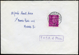 612 Ed. 1158 - 1973. De Oviedo A Madrid. Marca “Tasa 4 Ptas”. Al Dorso Marca Franqueo “mal Colocado” - Lettres & Documents