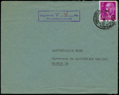 614 Ed. 1158 - 1974. De Valladolid A Madrid Con Marca “Valladolid T. 4 Ptas. Por Utilización Color Azul” - Lettres & Documents