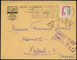 619 1963. De Francia A Madrid Con “Tasa Madrid/Cambio. Tasa Ptas. 6” - Brieven En Documenten