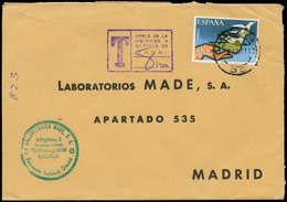 641 Ed. 2378 - 1976. De Málaga A Madrid Con Marca “T/doble 8 Ptas” Interesante. - Lettres & Documents