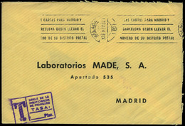658 1980. De Málaga A Madrid Sin Sellos Y Con Marca “T/doble De....” Lujo - Lettres & Documents