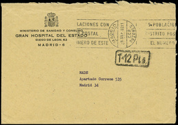 668 1982. De Madrid “C.C.P. Buzones” A Madrid (correo Interior) Y Marca “T-12 Ptas” En Rectángulo. - Lettres & Documents