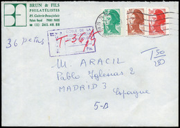 673 1985. De Francia A España. 2 Tasas - Lettres & Documents