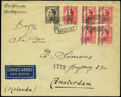 688 Ed. 598(5)-491 - 1931. Cda Certificadade Barcelona A Amsterdam. 20/Jun/31. Preciosa Pieza - Storia Postale