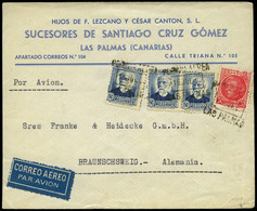 694 Ed. 687-688(3) Cda De Las Palmas A Alemania. 15/Jul/35. Diversos Tránsitos Y Llegada. - Brieven En Documenten