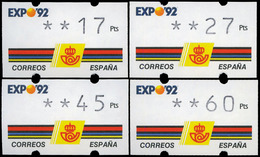 754 Ed. *** 2+2a - 1992. 2 Series De 4 Etiquetas De 3 Dígitos Y 4 Dígitos. Lujo - Nuovi