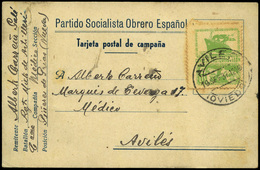 772 Ed. TP 5 - 1937. Tarjeta (no Cat. En Allepuz) Del “Partido Socialista” Y Con Fechador En Avilés 19/09/37 - Asturias & Leon
