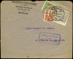 775 Ed. 10 Bisec - Carta De Badajoz A La Linea Con Sello Beneficencia Bisectado + Local Badajoz 20/May/37 - Beneficiencia (Sellos De)