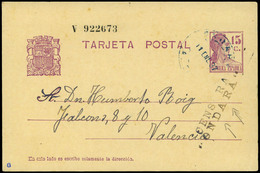 776 Ed.  E.P.69 - 1937. E.Postal Cdo De Ondara A Valencia 11/1/37 Con Rara Marca “Censura-Ondara” Calidad Lujo - 1850-1931