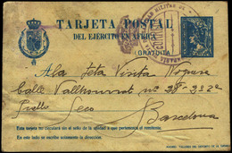 779 Ed. E.P.2A - 1921. Tarjeta De Tetuan A Barcelona. Marca Franquicia “Compañia Mixta De Sanidad Militar” - 1850-1931