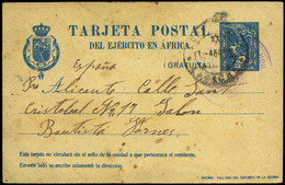 780 Ed. E.P. 2A - 1922. Tarjeta Cda De Larache A Jalón (Alicante) Con Marca De Franquicia “Unidad Militar 1/Abr/1922” - 1850-1931