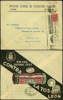 814 0 Laiz 715 - 1925. Vaquer. 25cts. Rojo Con Publicidad Impresa “Sociedad Leonesa De Productos…" - 1850-1931