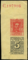 815 * Laiz - 1925. Vaquer 25 Cts. Rojo + Derecho Entrega 5cts. Negro. Fragmento S.E.P. - 1850-1931